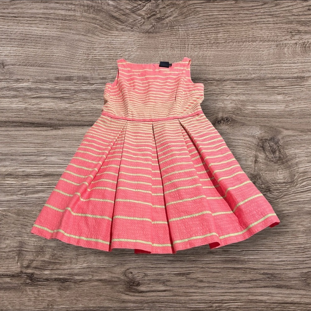 Just…Taylor Pink Green Stripe Sleeveless Knee Length Fit Flare Pleated Dress 10